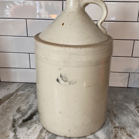 ANTIQUE 3 GALLON STONEWARE SALT GLAZED LIQUOR JUG signed modern farmhouse rustic - Picture 3 of 10